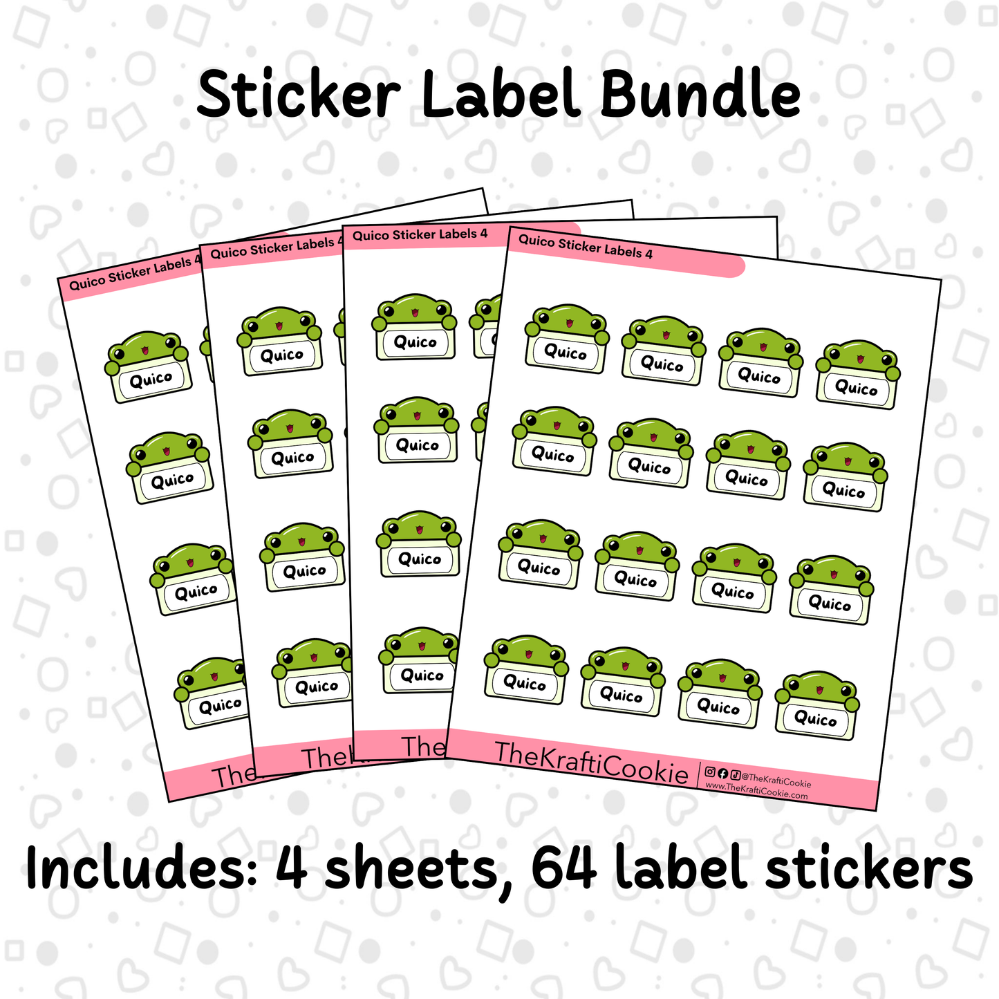 Kawaii Coquí Frog Kid Name Sticker Labels Bundle 2