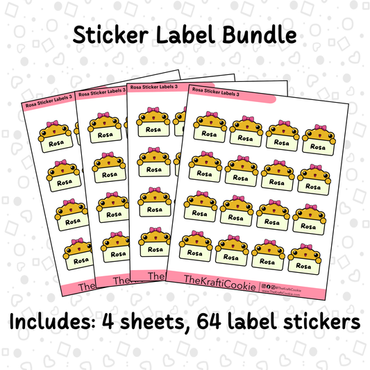 Kawaii Girl Coquí Frog Kid Name Sticker Labels Bundle