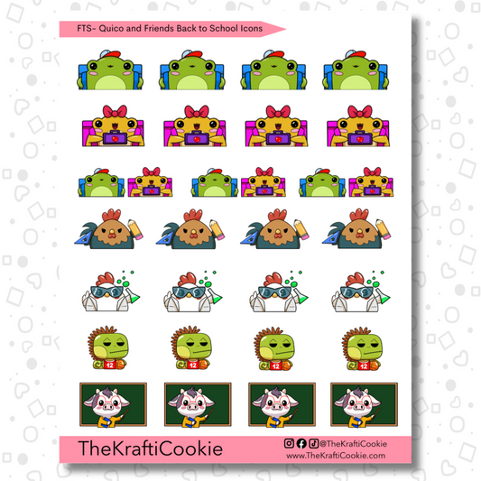 Kawaii Quico and Friends Back to School Decorative Sticker Icons