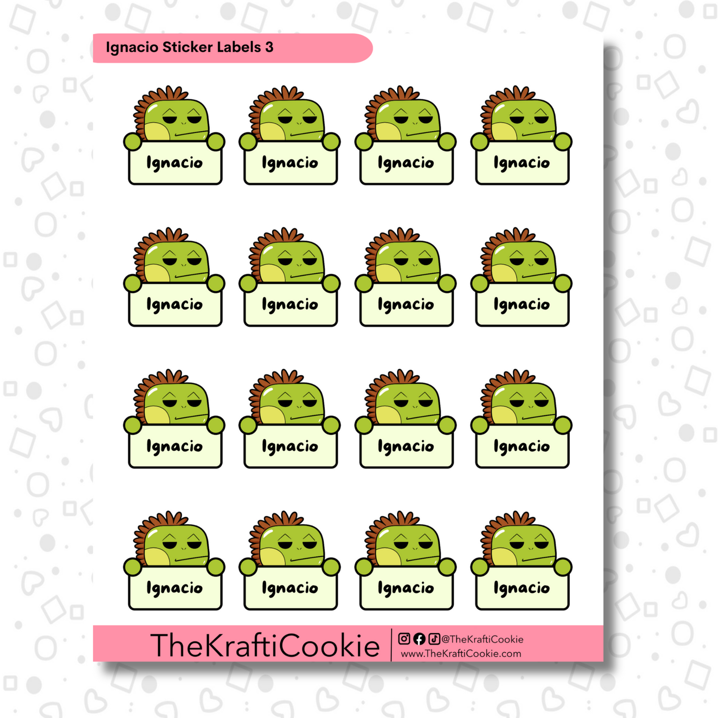 Kawaii Iguana Kid Name Sticker Labels 2