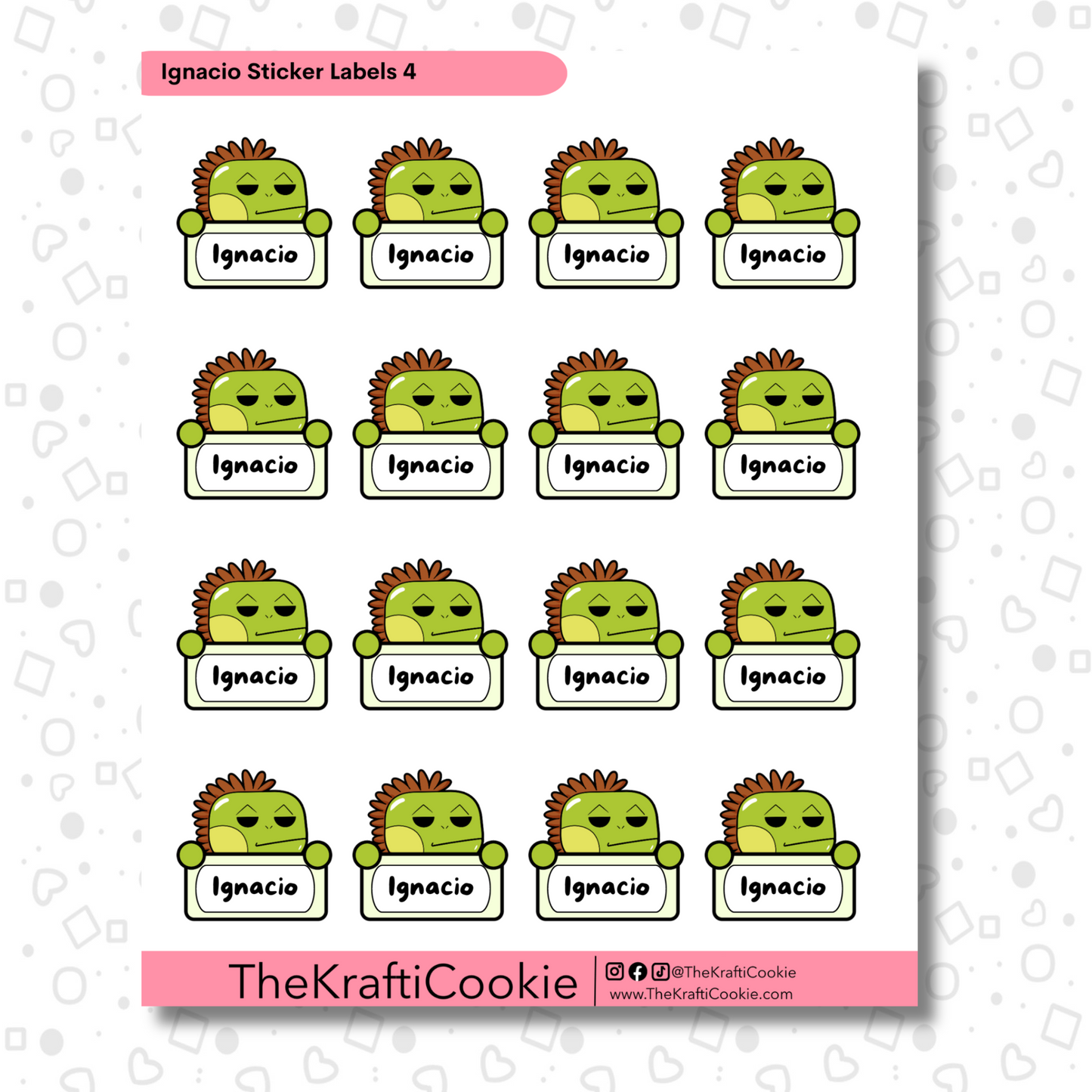 Kawaii Iguana Kid Name Sticker Labels 2