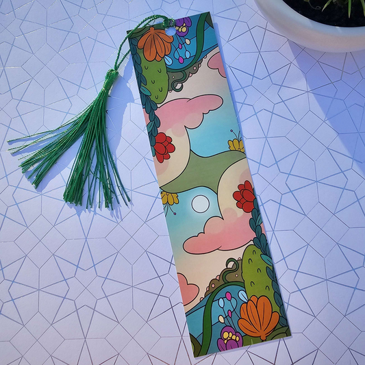 Colorful Garden Bookmark with Tassel