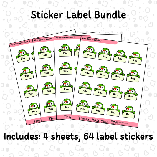 Kawaii Parrot Kid Name Sticker Labels Bundle