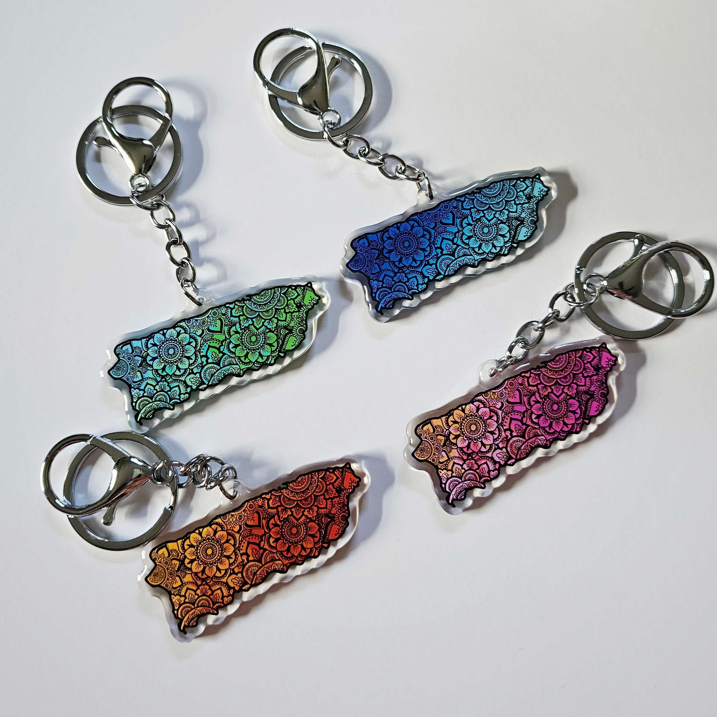 Colorful Puerto Rico Mandala Map 2.5" Acrylic Keychain