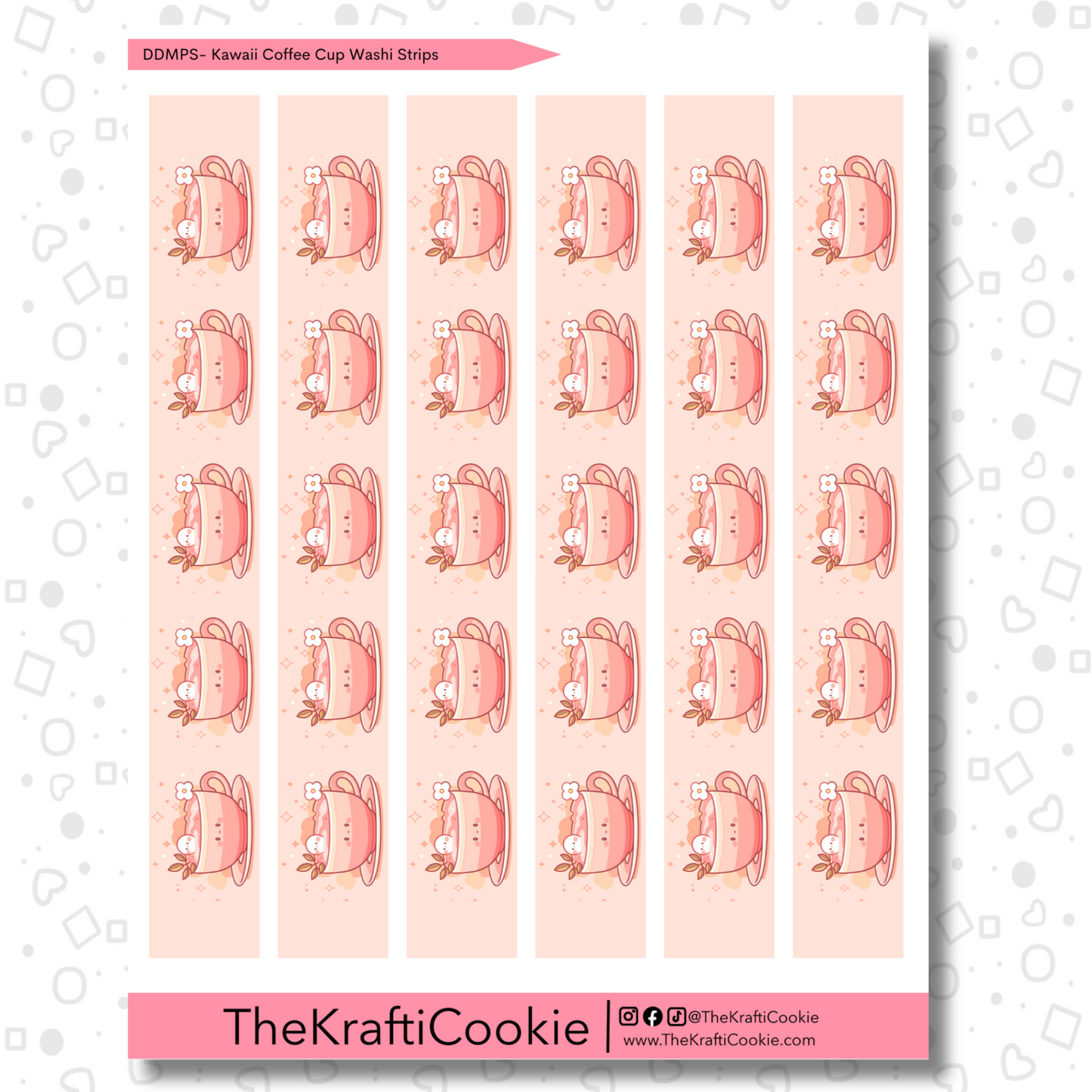 Kawaii Coffee Cups 7x9 Washi Sticker Sheet