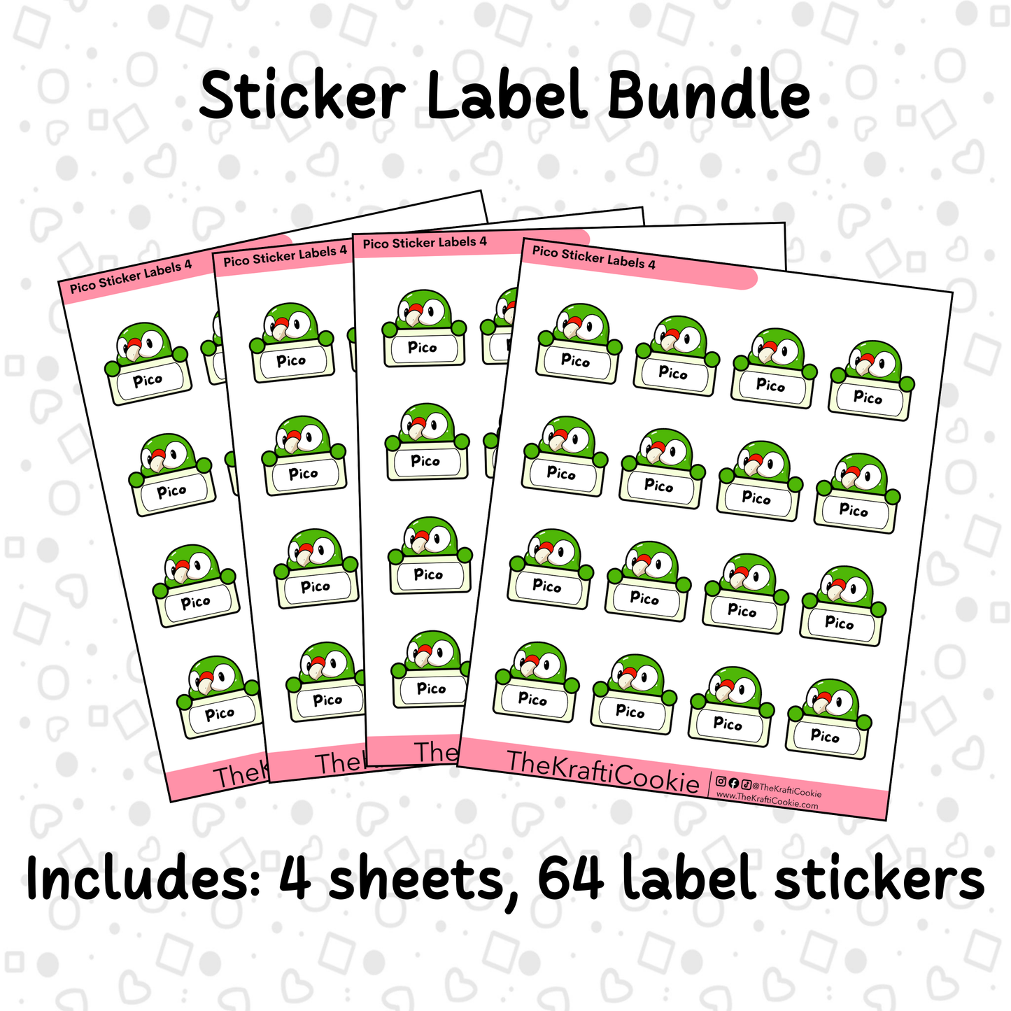 Kawaii Parrot Kid Name Sticker Labels 2