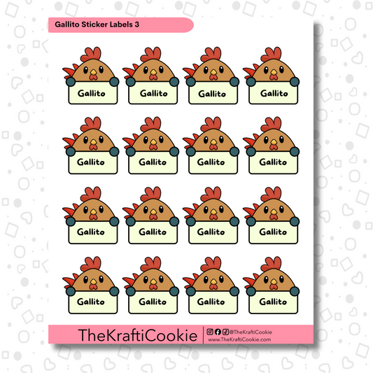 Kawaii Rooster Kid Name Sticker Labels 2