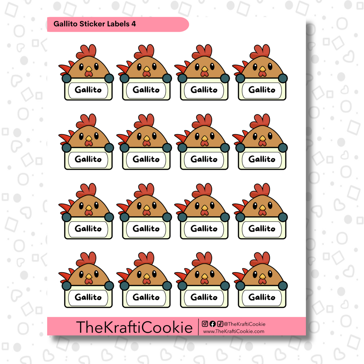 Kawaii Rooster Kid Name Sticker Labels 2