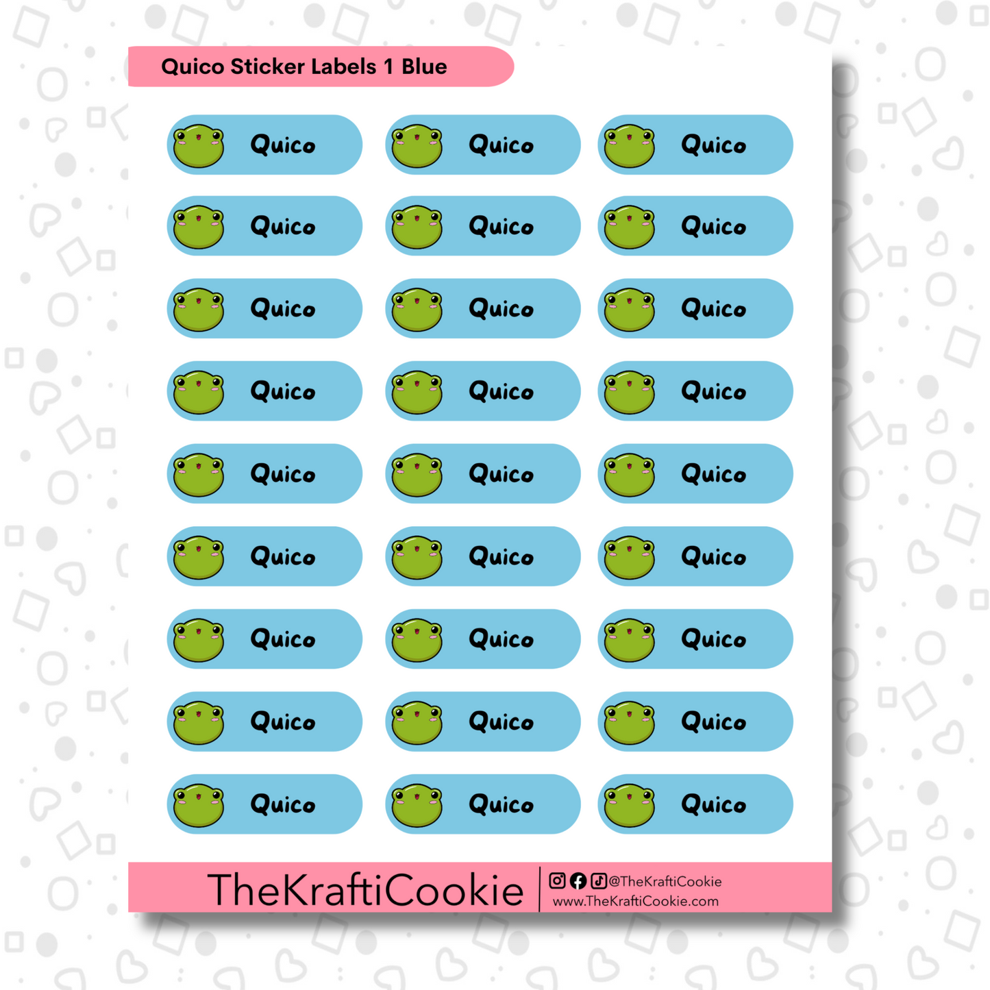 Kawaii Coqui Frog Kid Name Sticker Labels 1