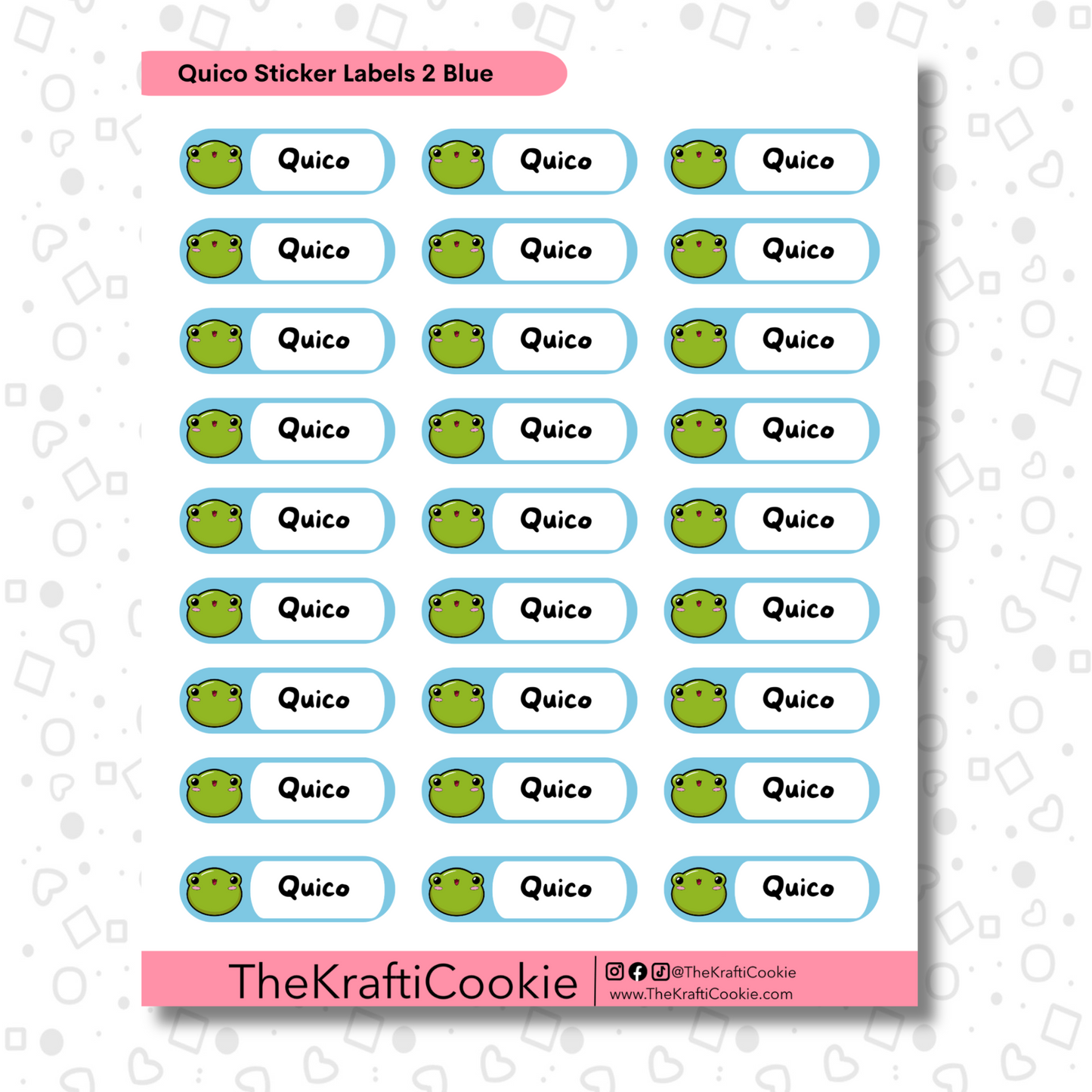 Kawaii Coqui Frog Kid Name Sticker Labels 1