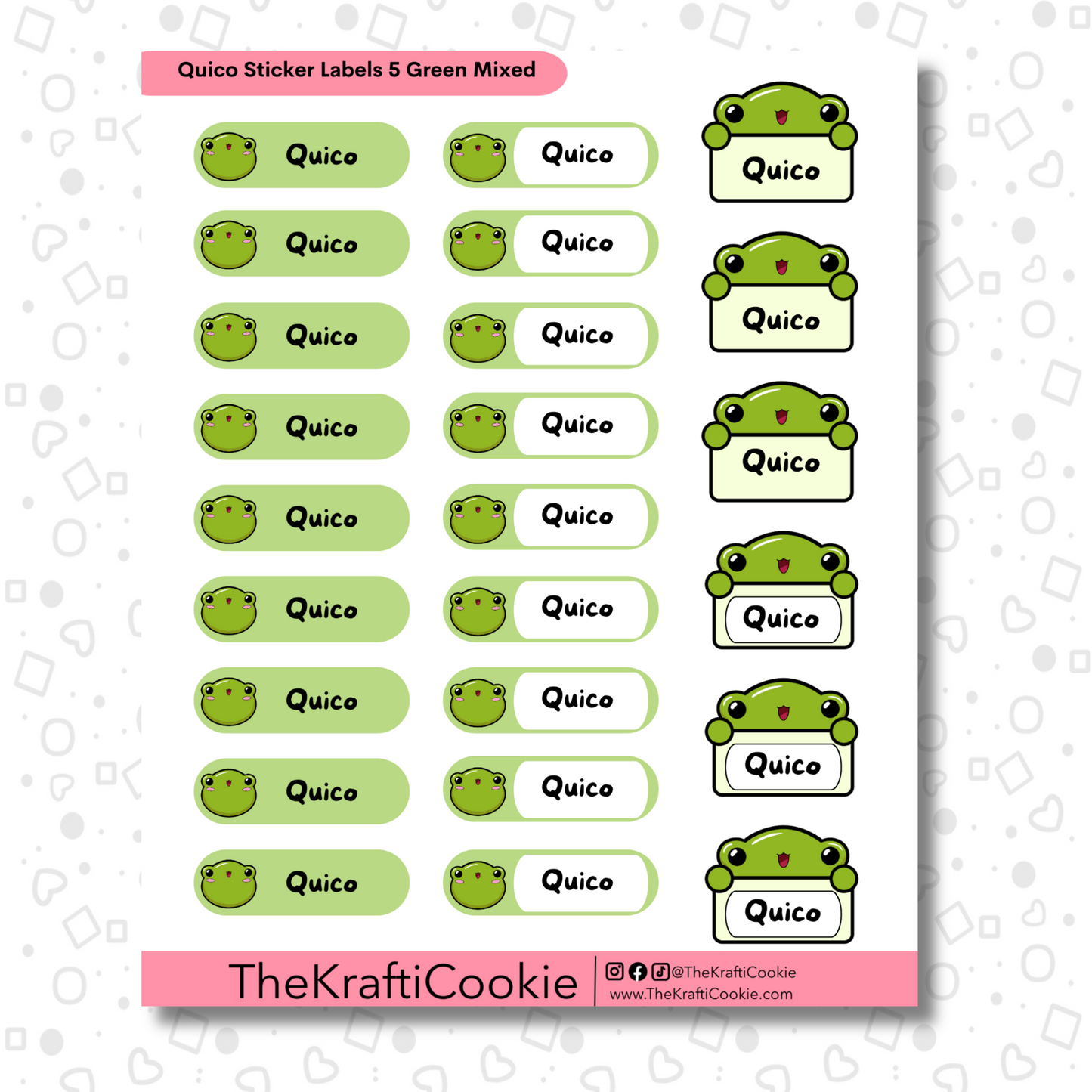 Kawaii Coqui Frog Kid Name Sticker Labels 1