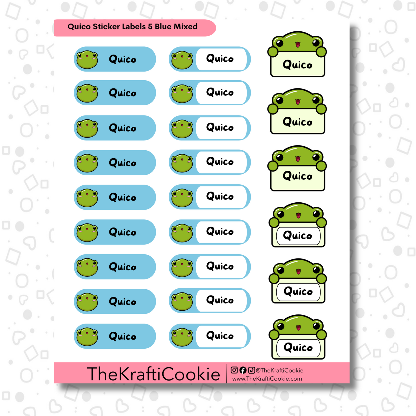 Kawaii Coqui Frog Kid Name Sticker Labels 1