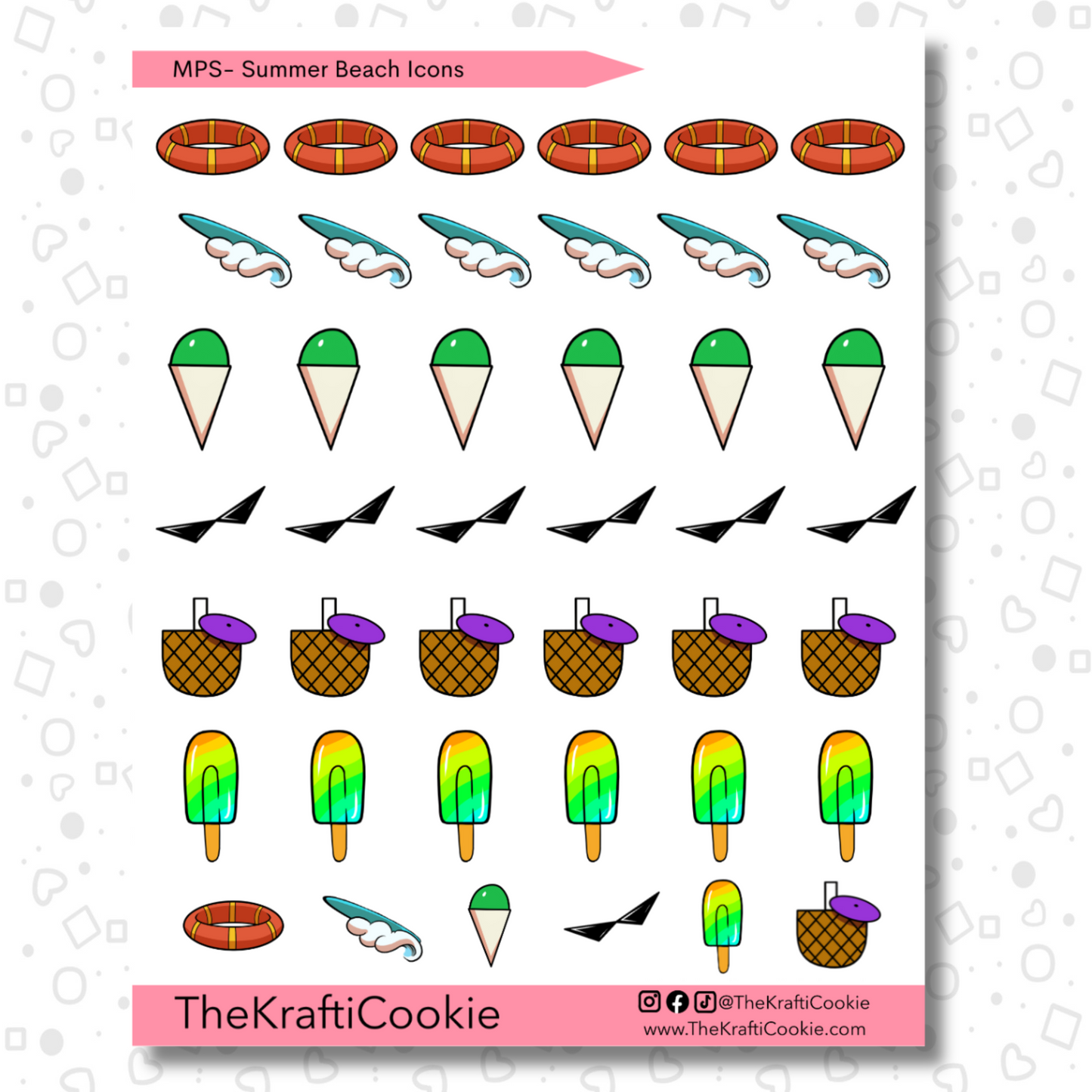 Summer Beach EC Icon Sticker Sheet