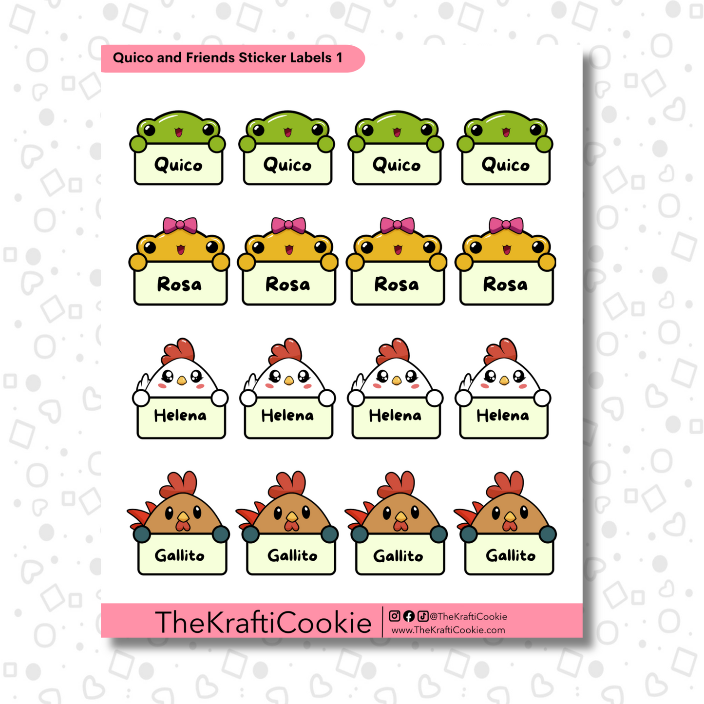 Kawaii Animal Name Sticker Labels 2