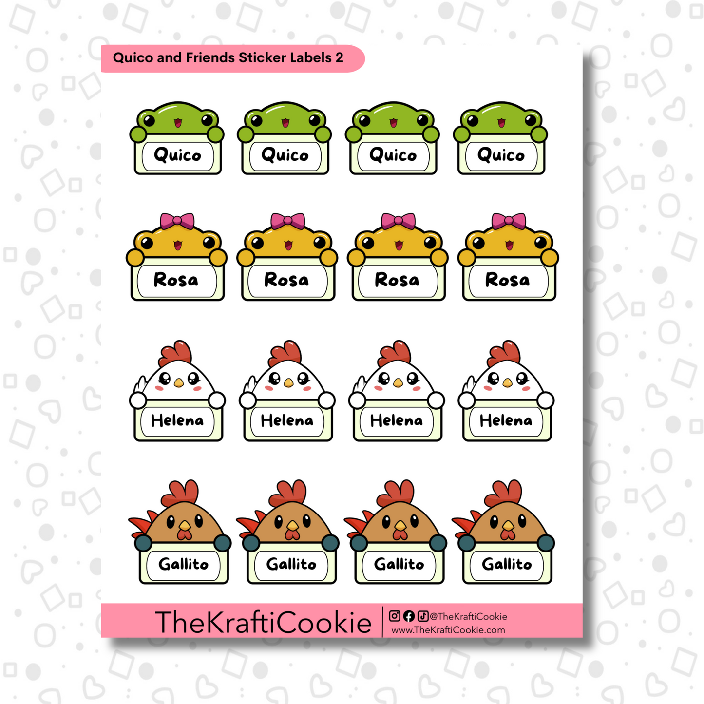 Kawaii Animal Name Sticker Labels 2