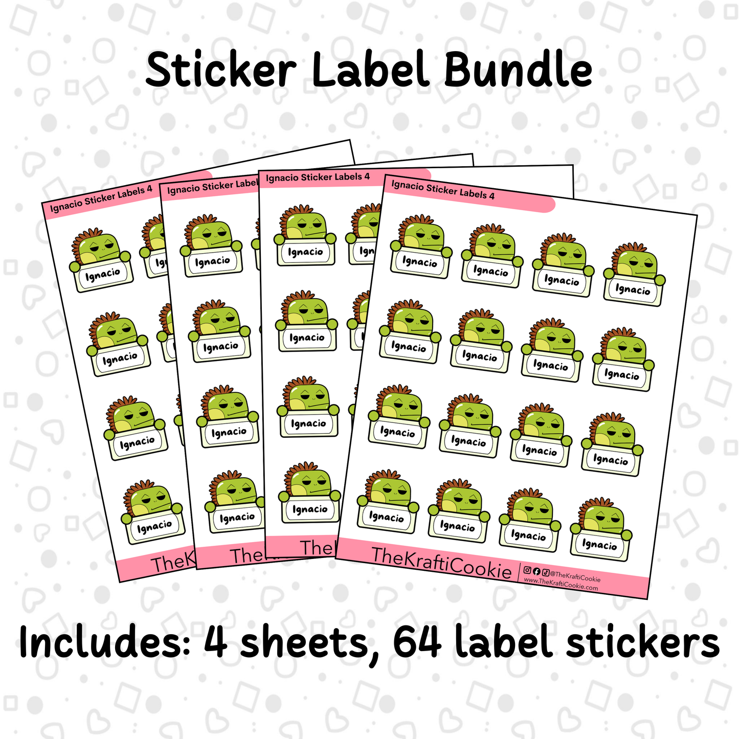 Kawaii Iguana Kid Name Sticker Labels 2