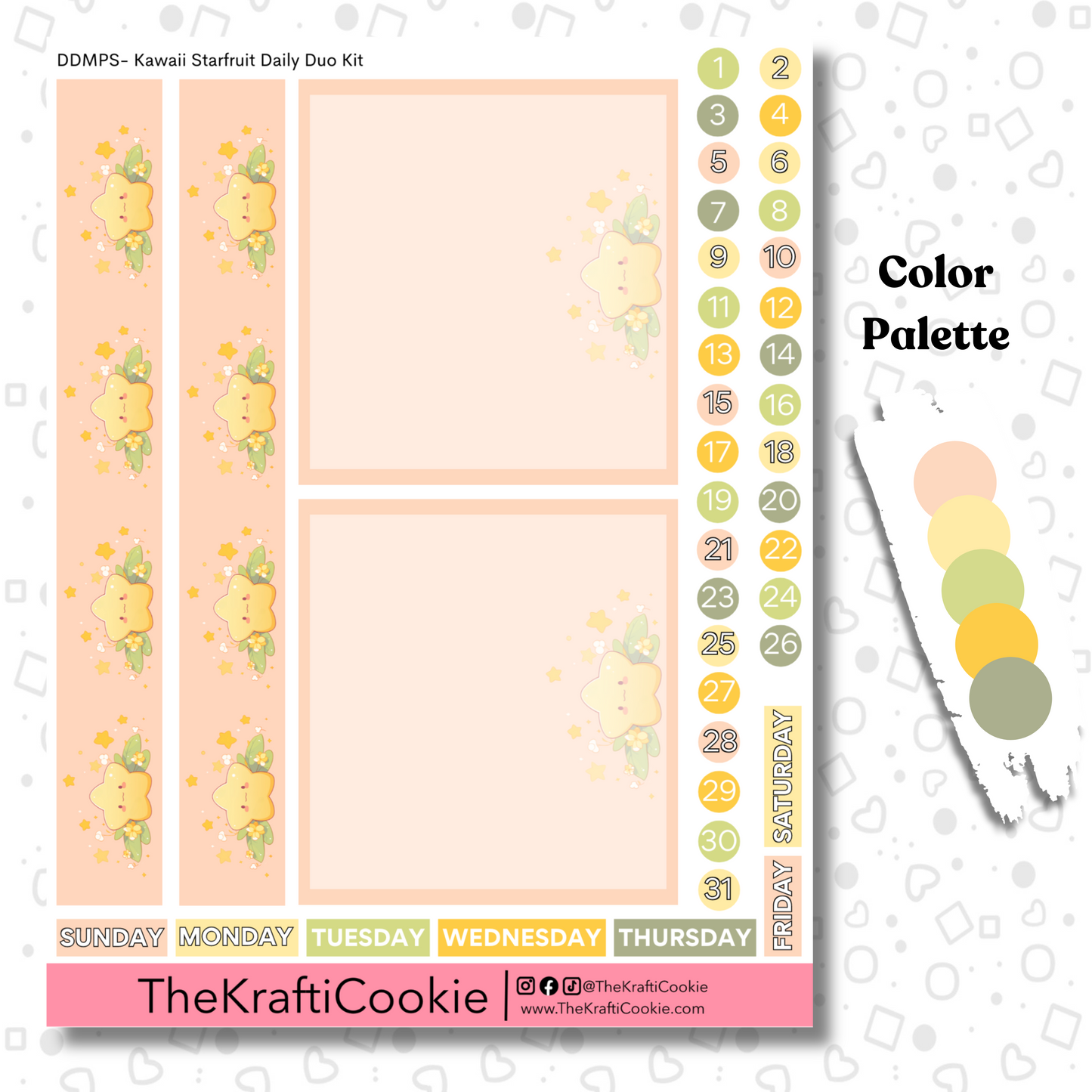 Kawaii Starfruit EC 7x9 Daily Duo Planner Kit