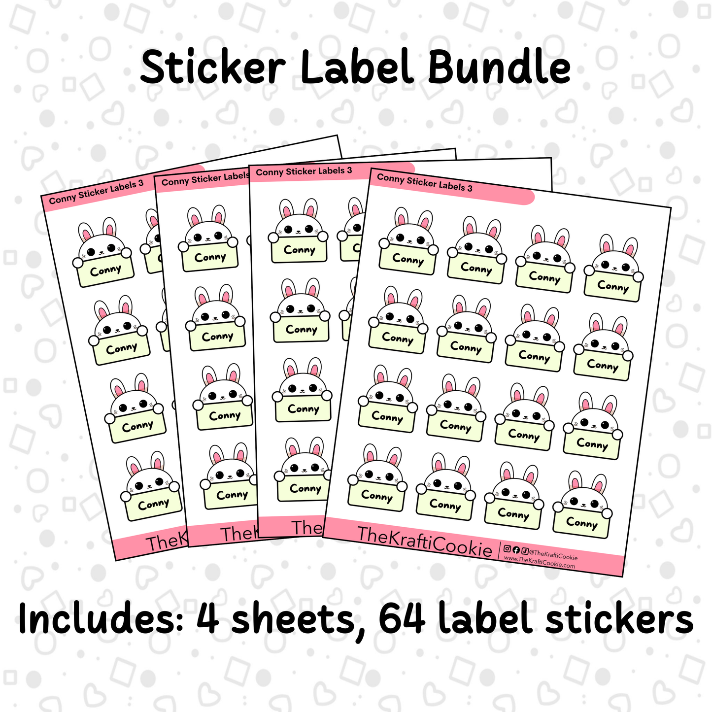 Kawaii Bunny Kid Name Sticker Labels 2