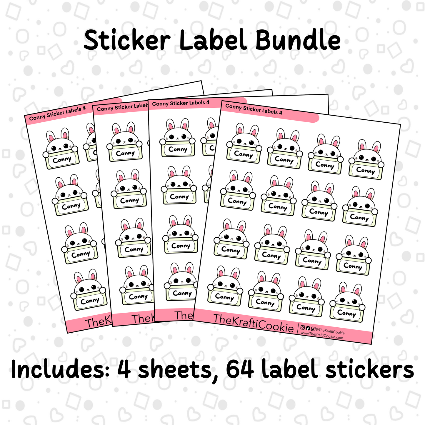 Kawaii Bunny Kid Name Sticker Labels Bundle