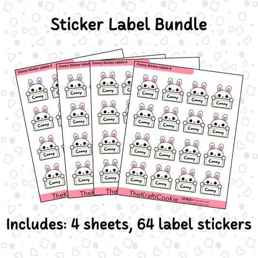 Kawaii Bunny Kid Name Sticker Labels Bundle