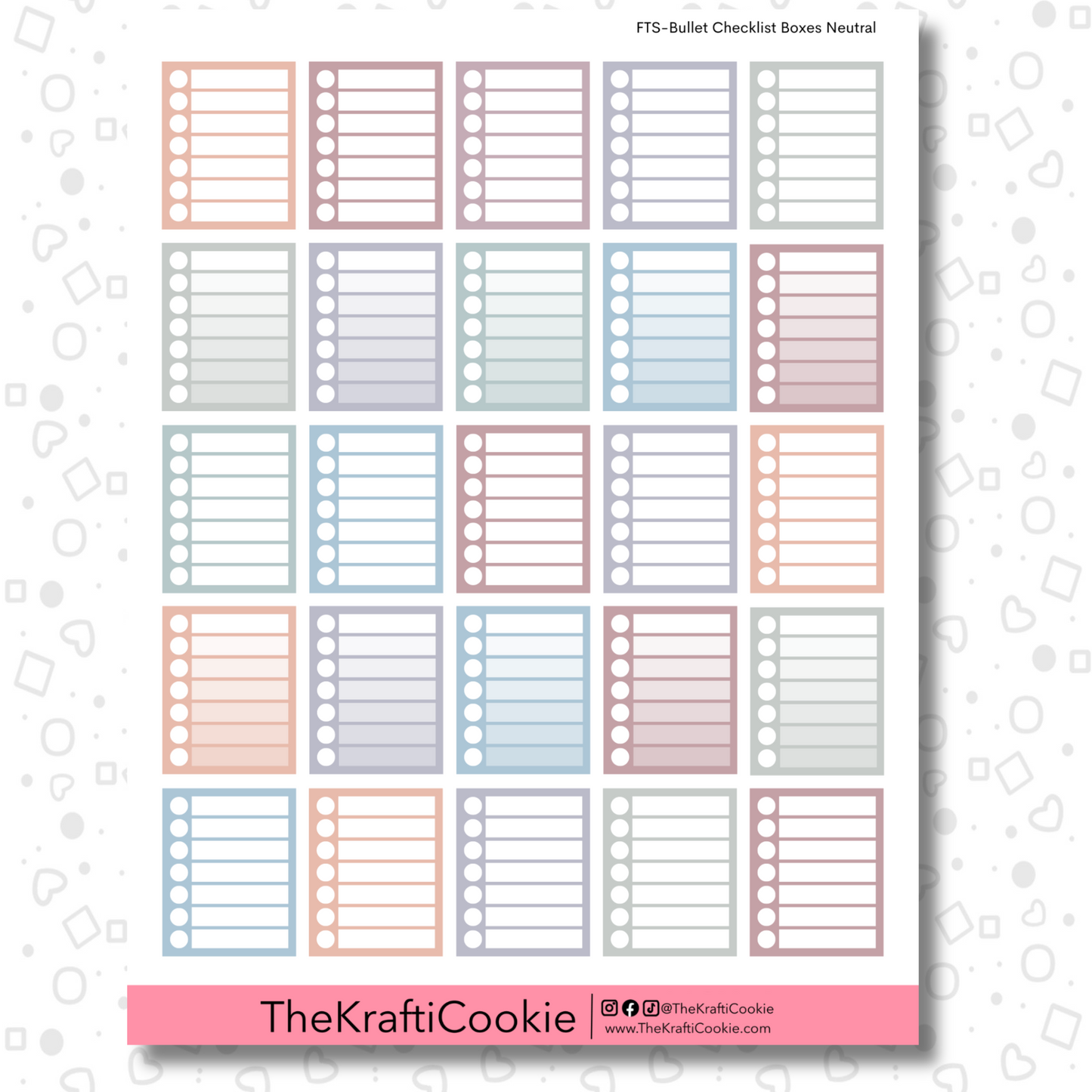 Neutral EC Bullet Checklist Boxes Sticker Sheet