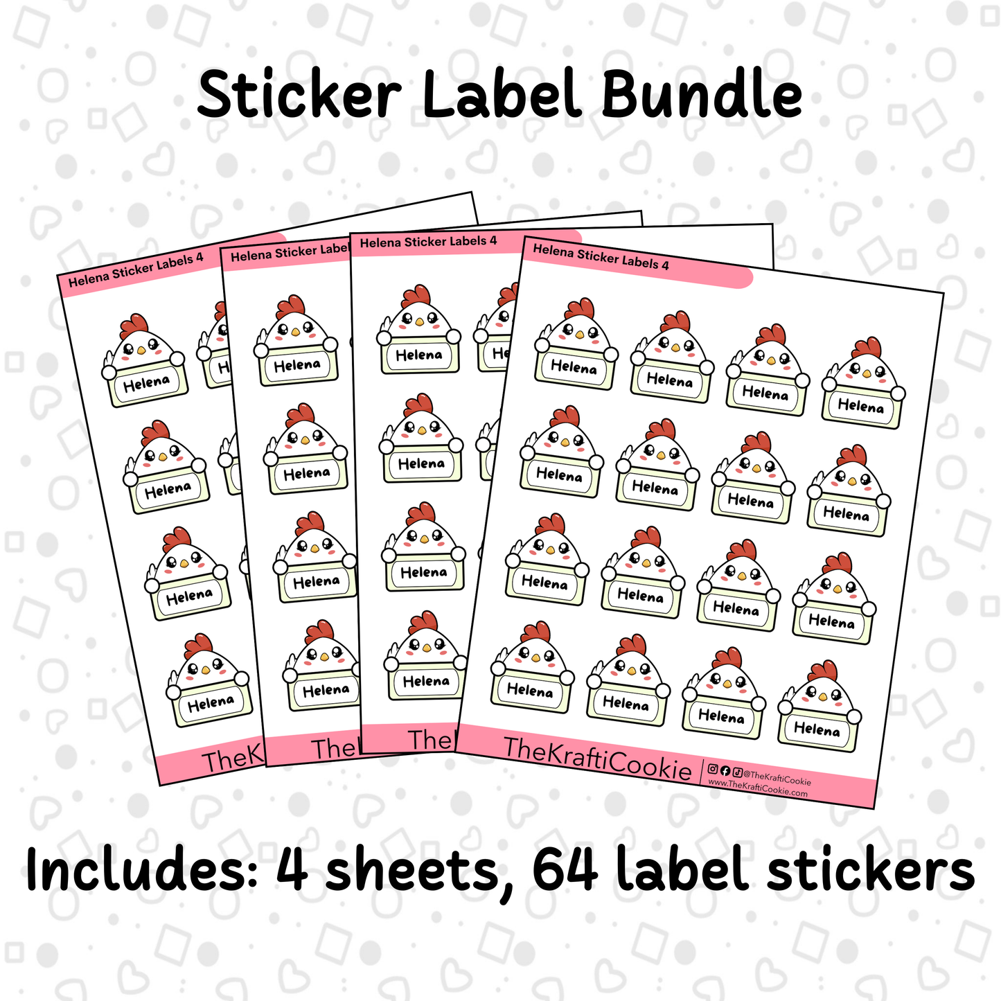 Kawaii Chicken Kid Name Sticker Labels Bundle