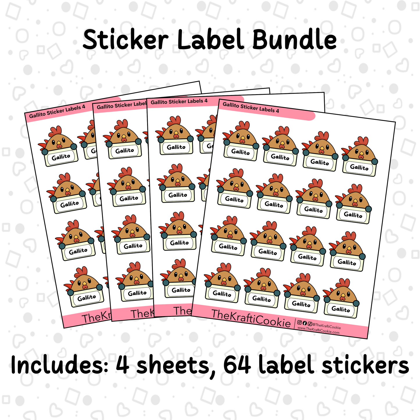 Kawaii Rooster Kid Name Sticker Labels 2