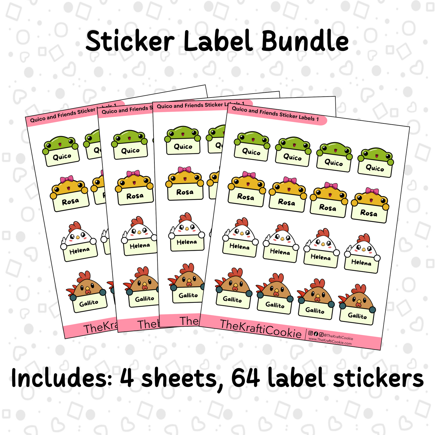 Kawaii Animal Kid Name Sticker Labels Bundle