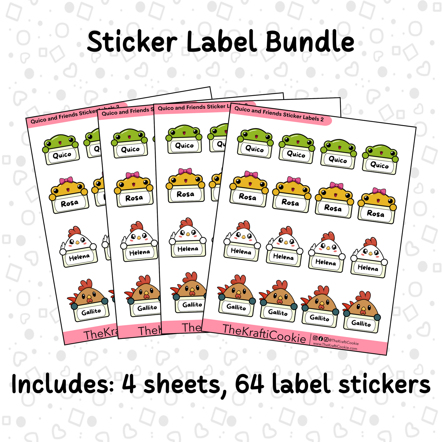 Kawaii Animal Kid Name Sticker Labels Bundle