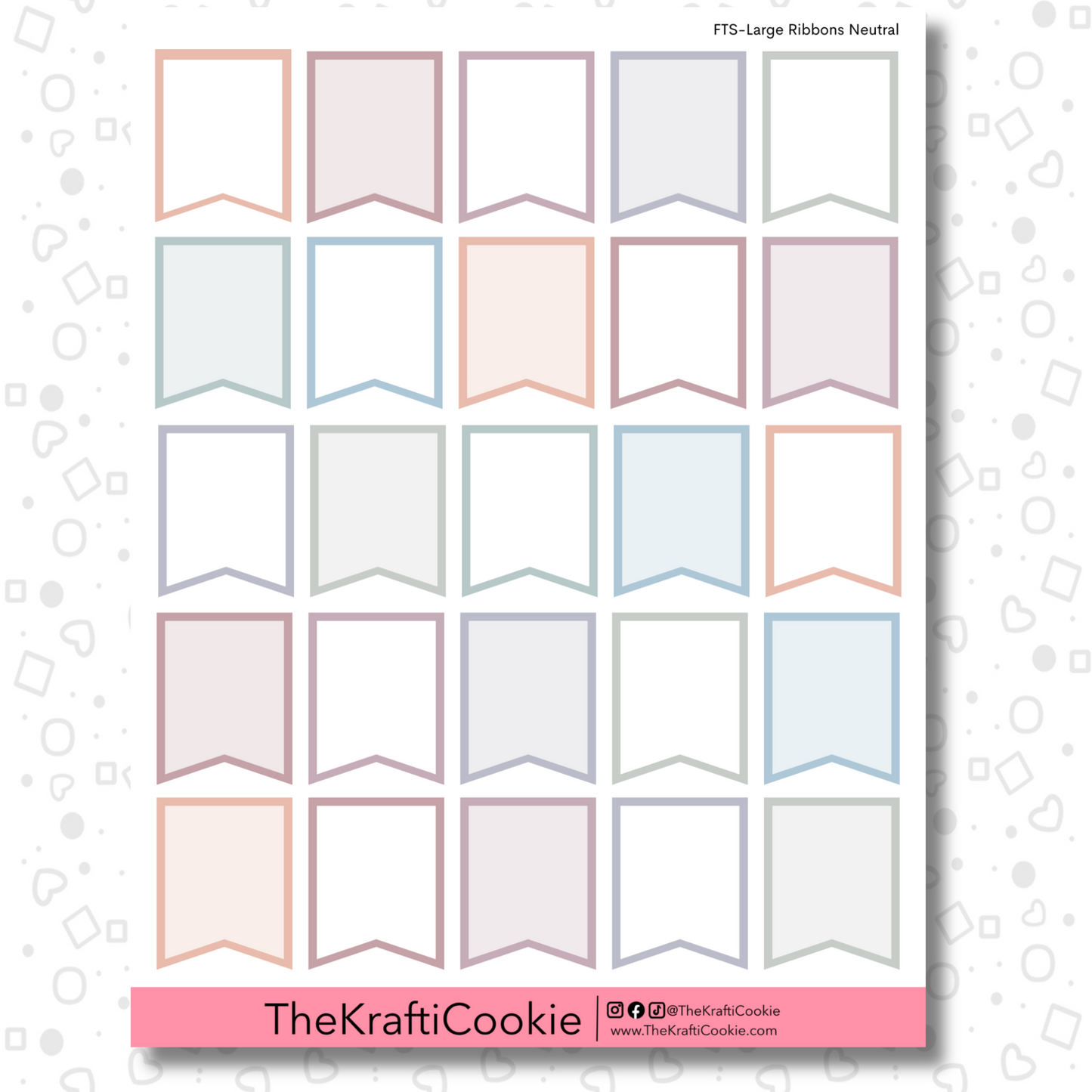 Neutral EC Large Planner Ribbons Sticker Sheet