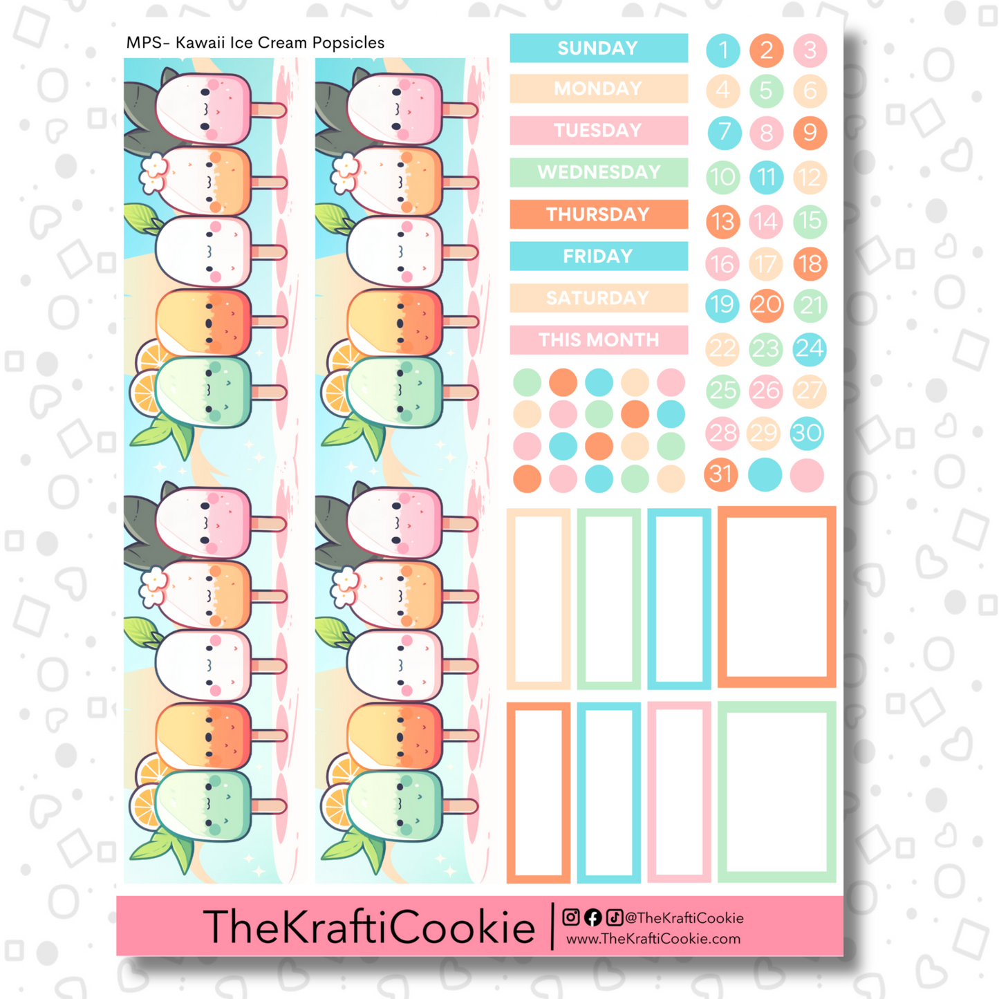 Kawaii Ice Cream Popsicle Monthly 7x9 Kit