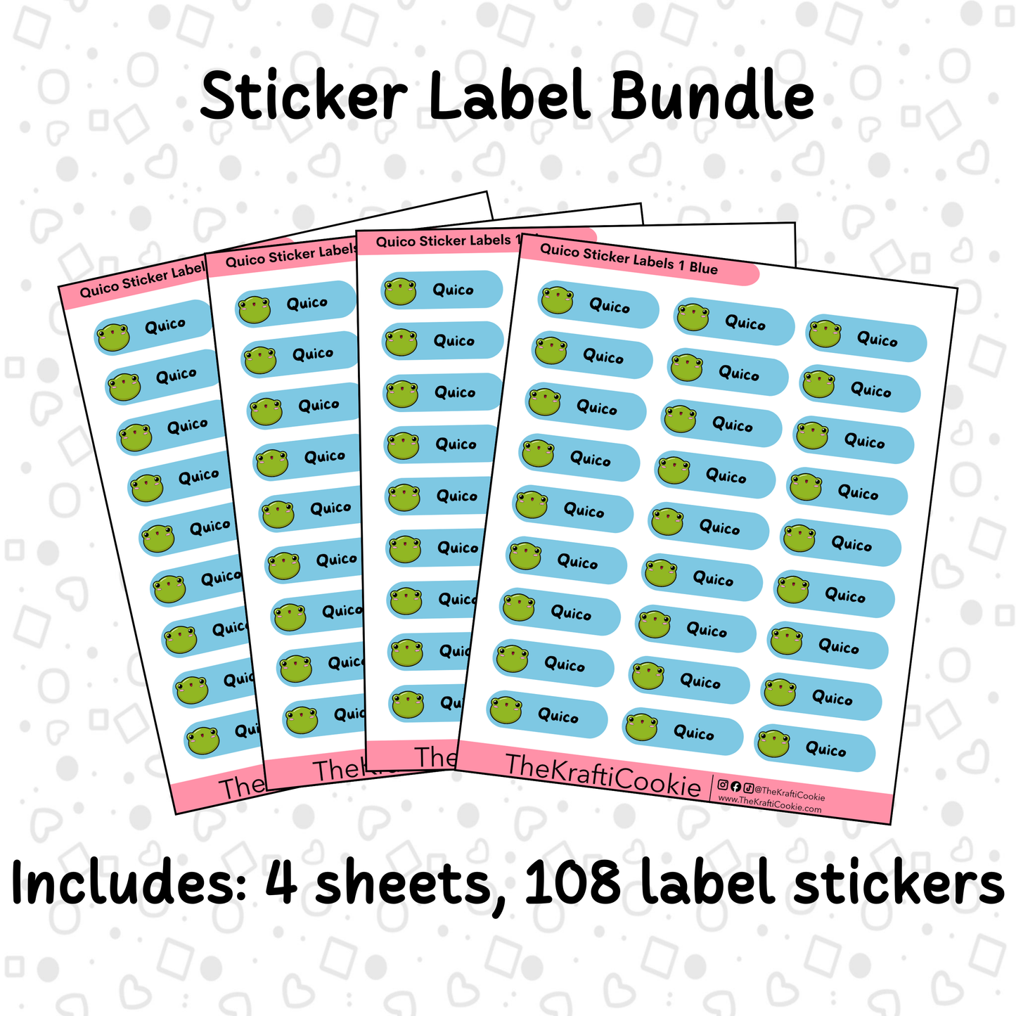 Kawaii Coqui Frog Kid Name Sticker Labels 1 Bundle