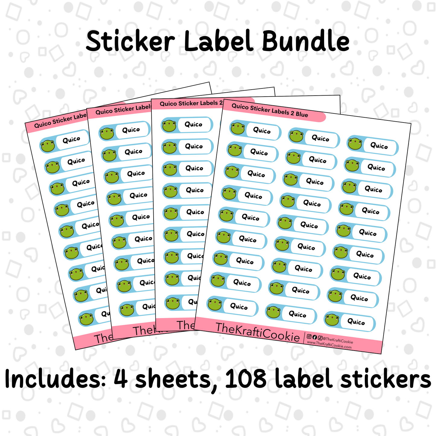 Kawaii Coqui Frog Kid Name Sticker Labels 1 Bundle