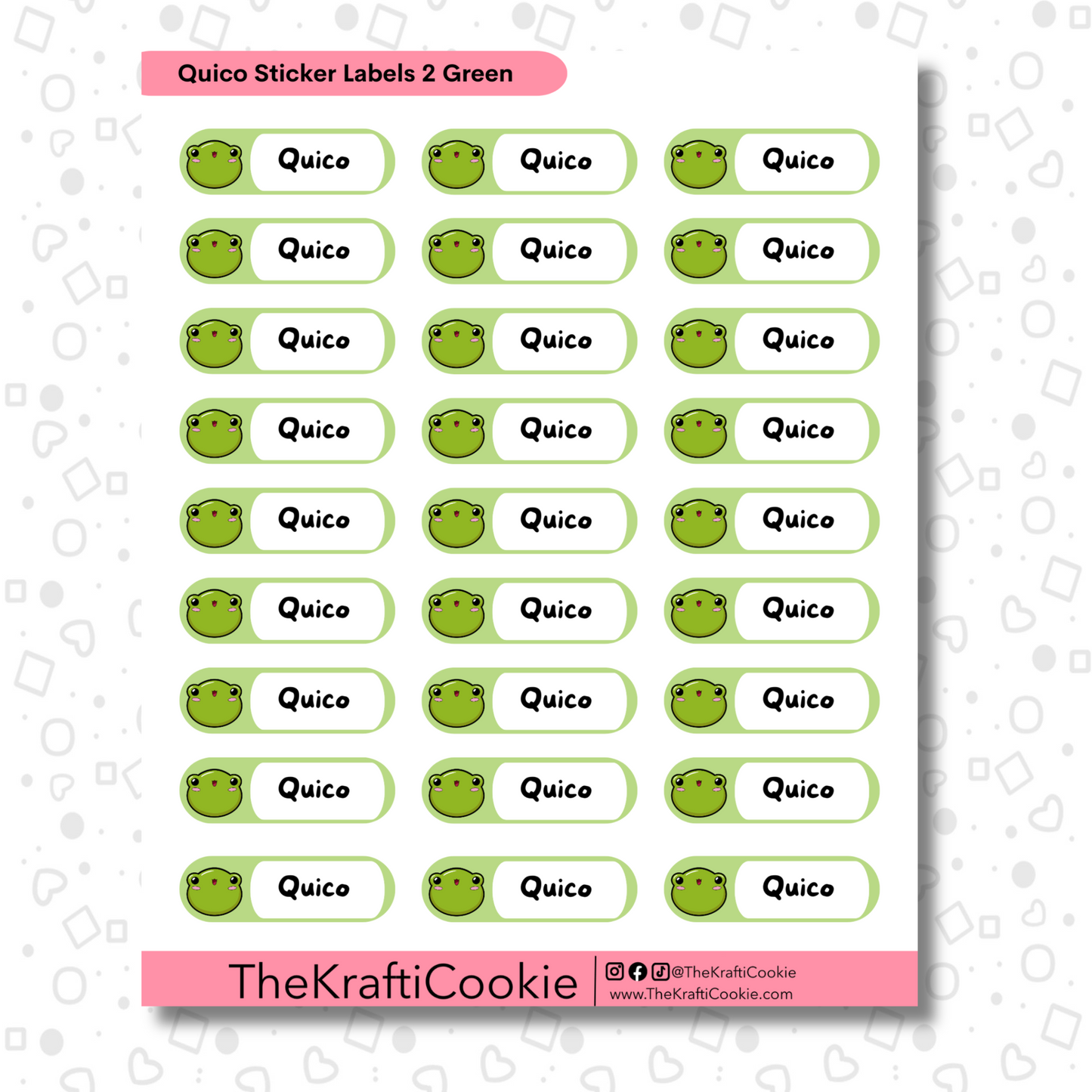 Kawaii Coqui Frog Kid Name Sticker Labels 1