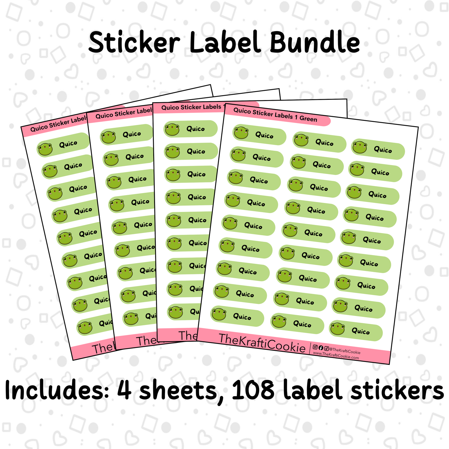 Kawaii Coqui Frog Kid Name Sticker Labels 1 Bundle