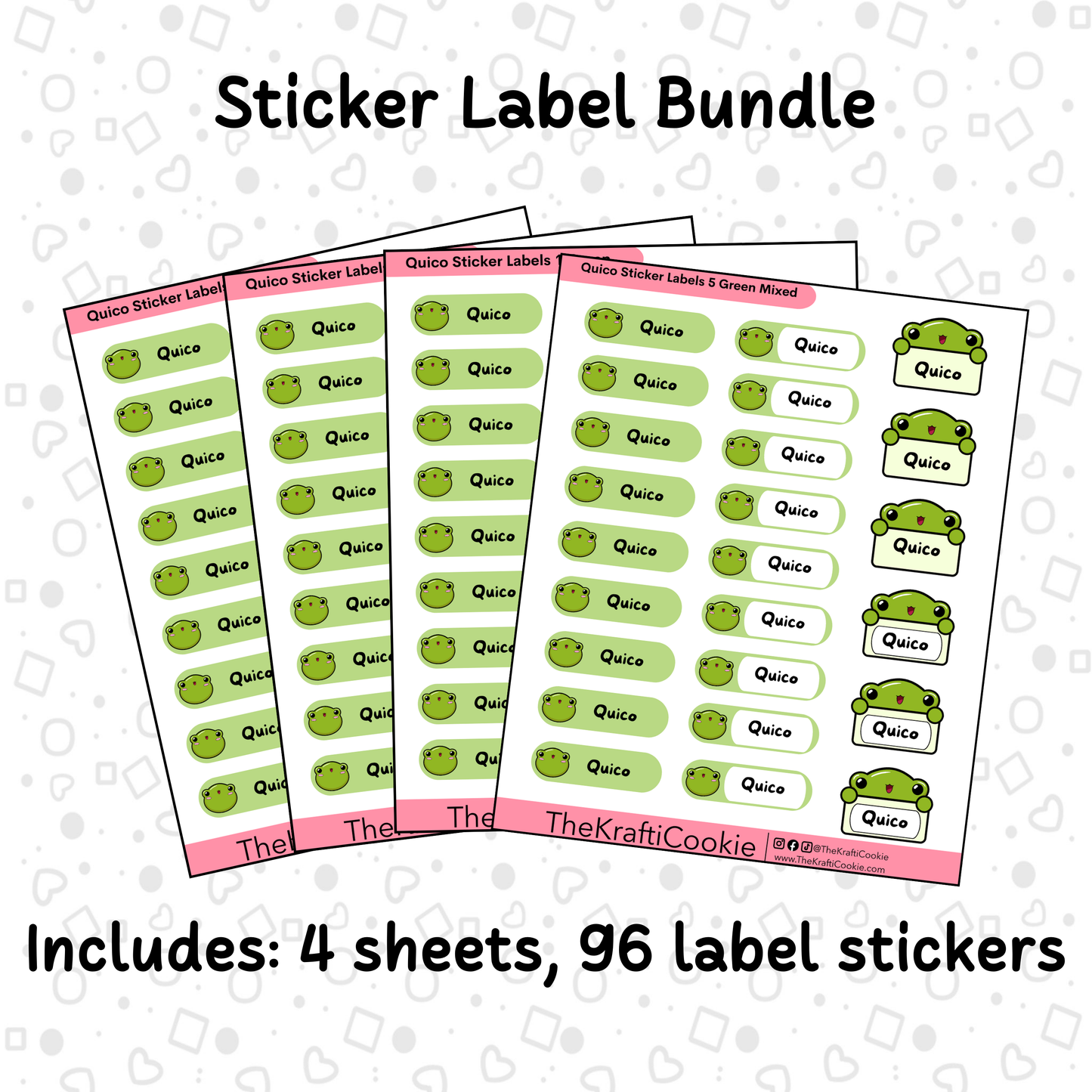 Kawaii Coqui Frog Kid Name Sticker Labels 1 Bundle