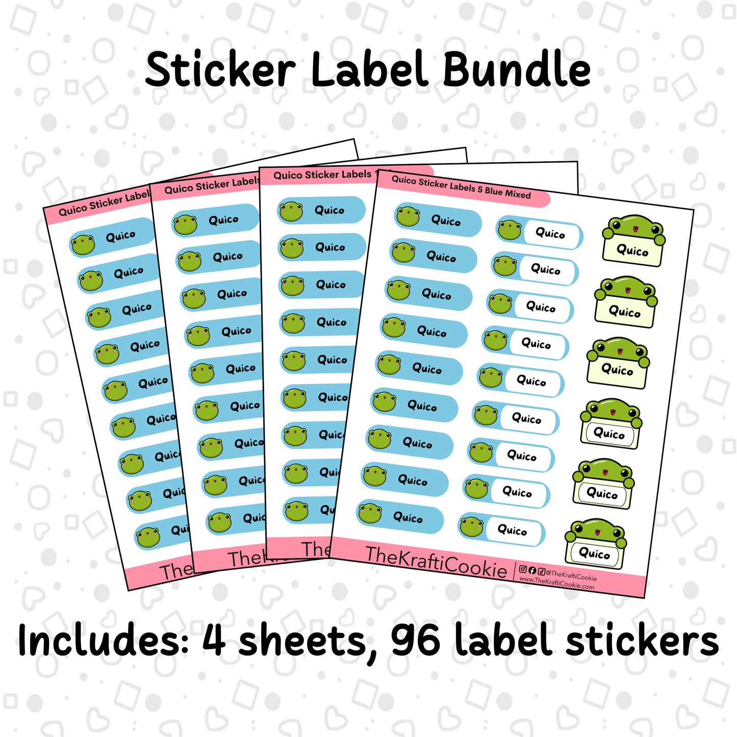 Kawaii Coqui Frog Kid Name Sticker Labels 1 Bundle