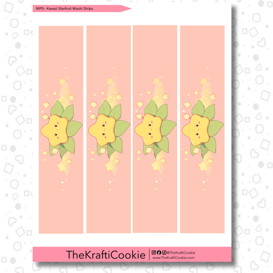 Kawaii Starfruit EC 7x9 Washi Sticker Sheet