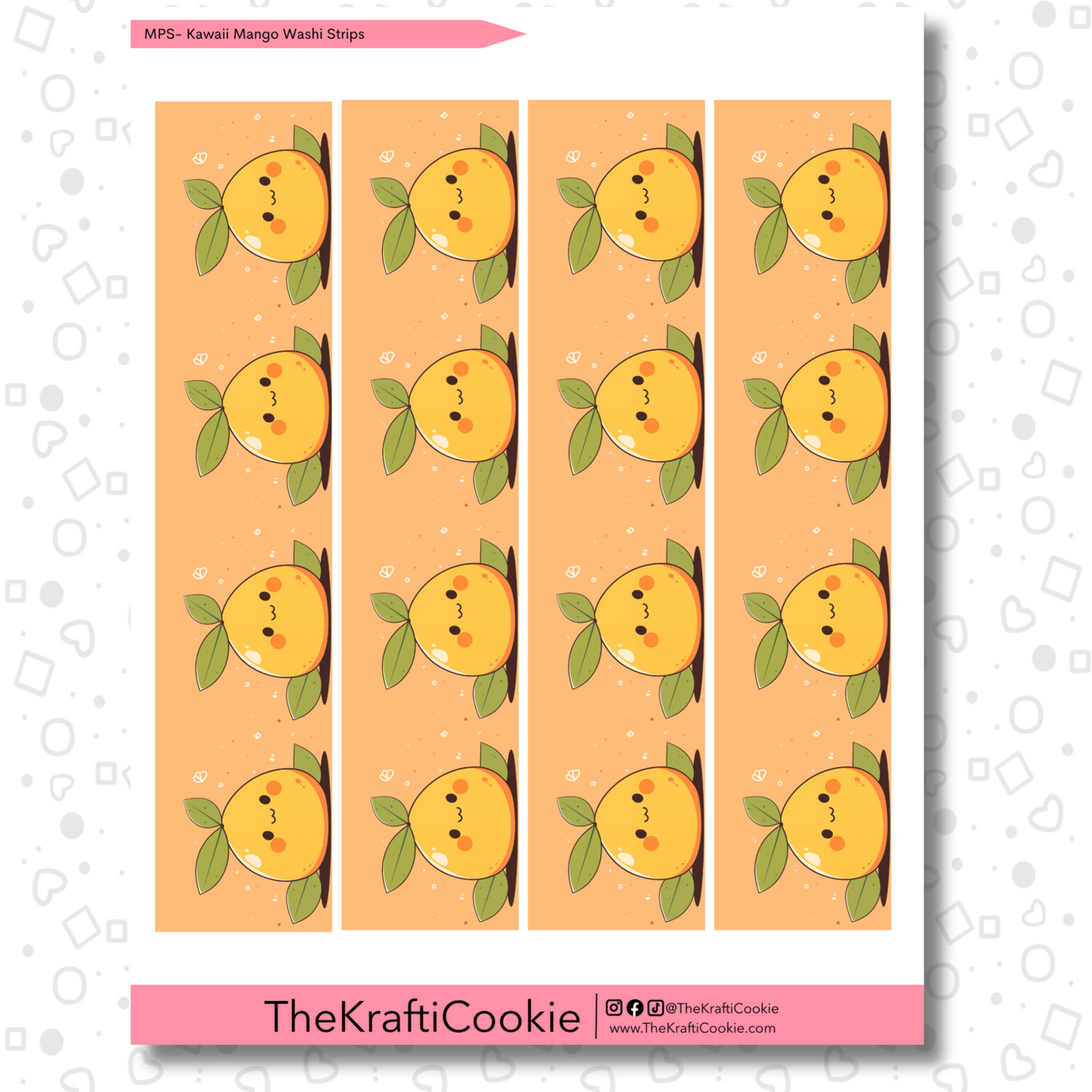 Kawaii Mangoes 7x9 Washi Sticker Sheet