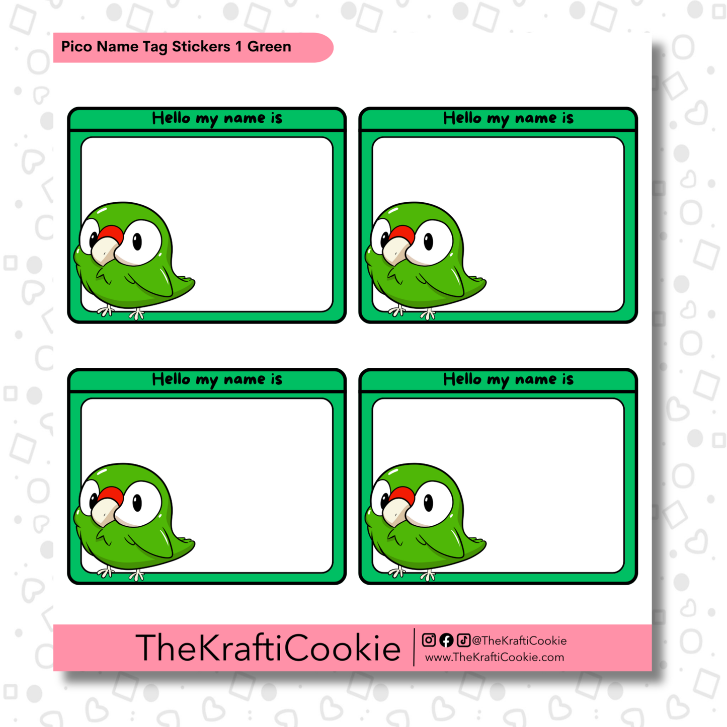 Kawaii Parrot Name Tag Stickers 1