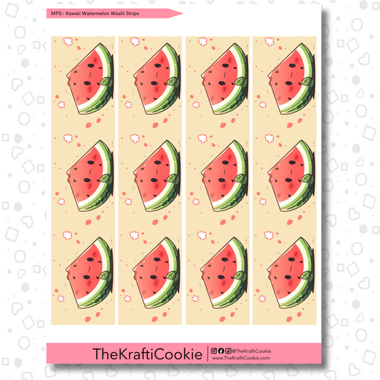 Kawaii Watermelon 7x9 Washi Sticker Sheet