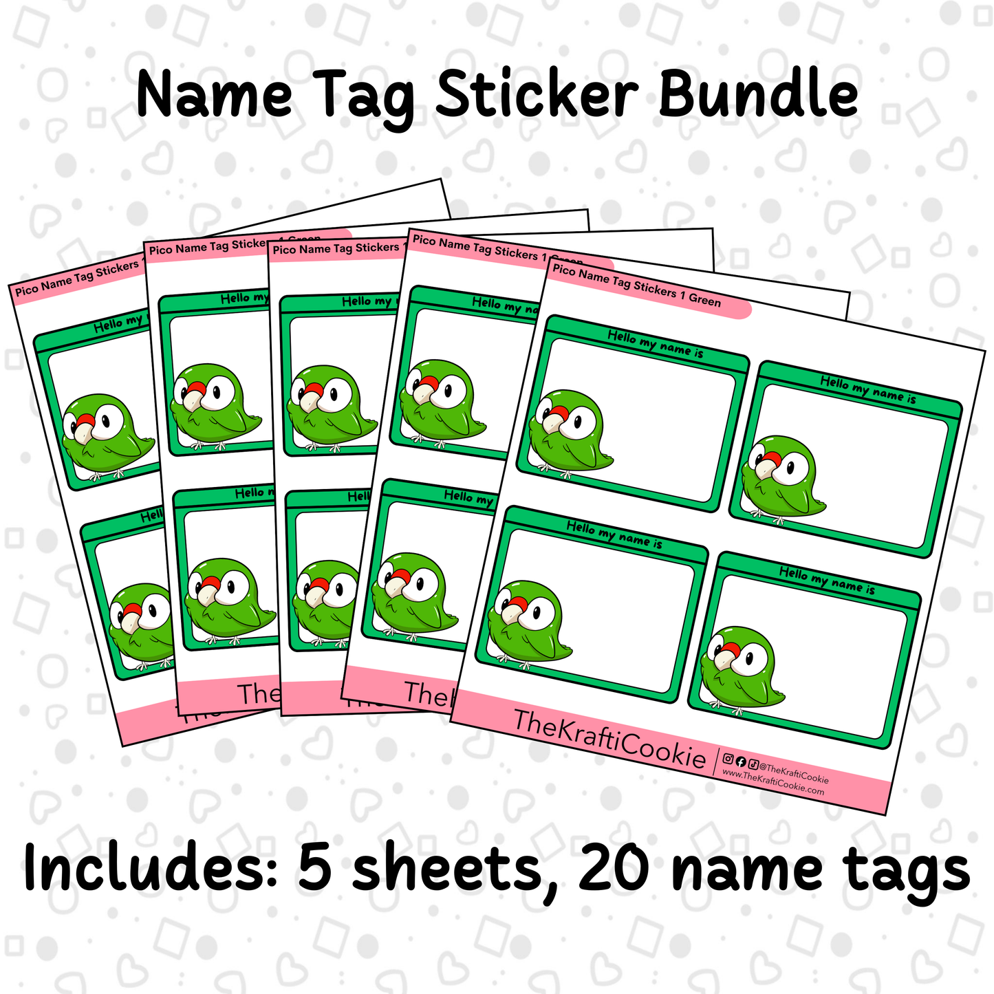 Kawaii Parrot Name Tag Stickers 1