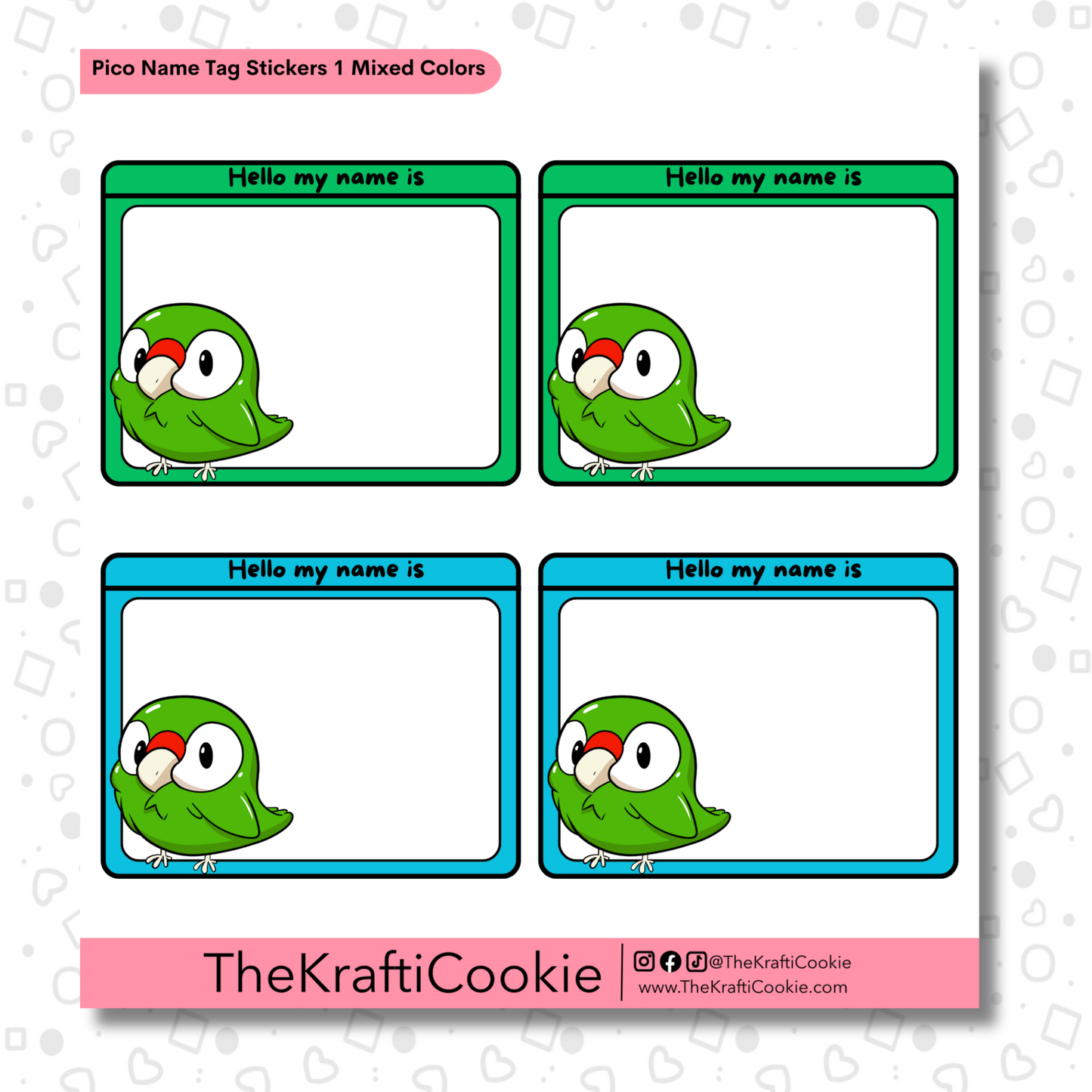 Kawaii Parrot Name Tag Stickers 1