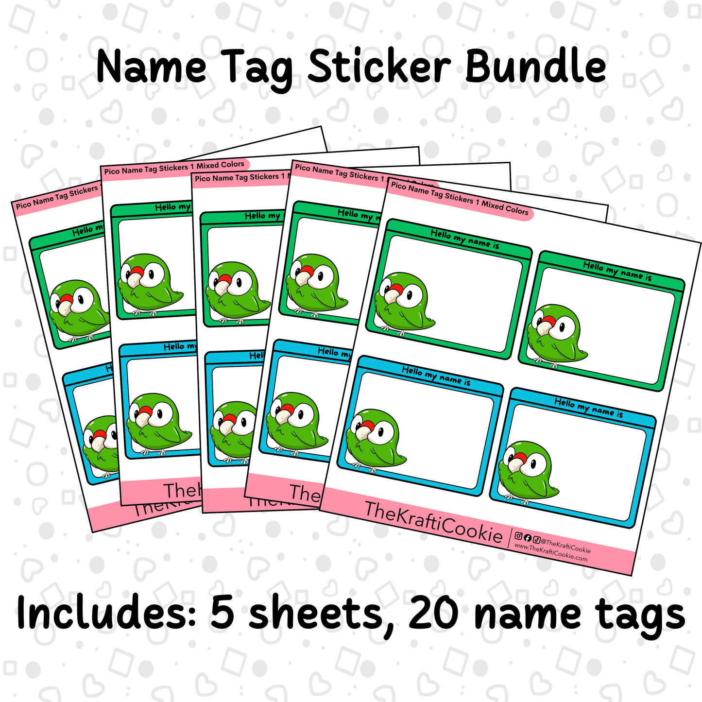 Kawaii Parrot Name Tag Stickers 1