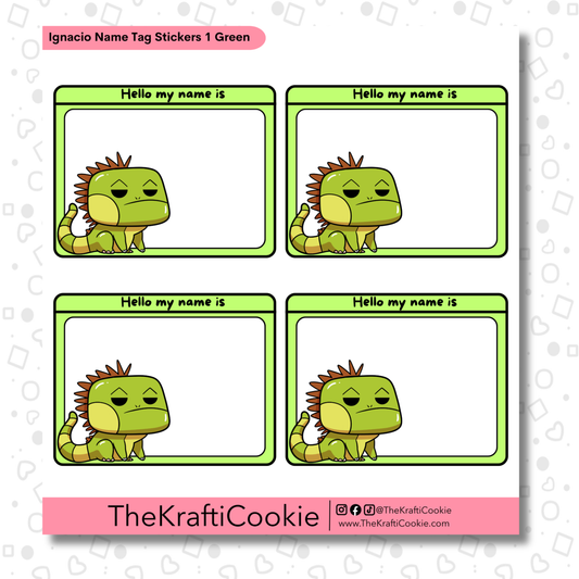 Kawaii Iguana Name Tag Stickers 1