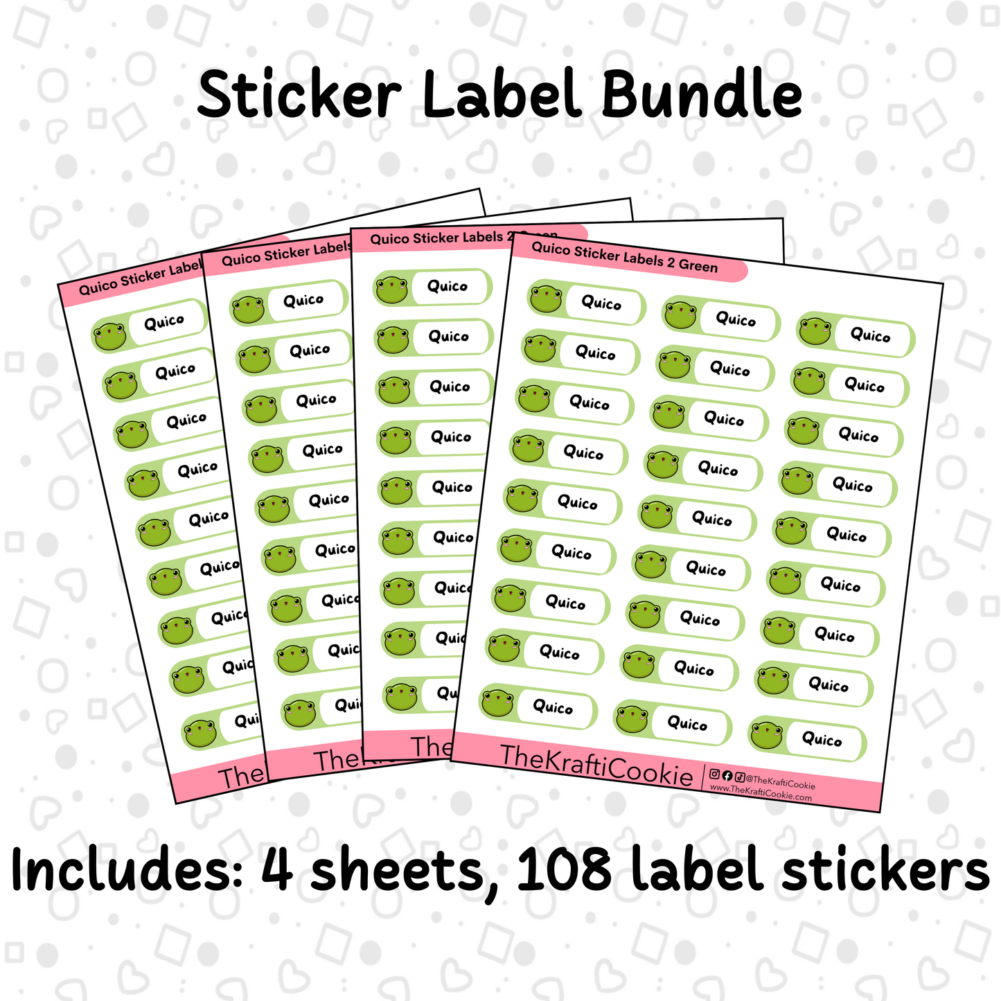 Kawaii Coqui Frog Kid Name Sticker Labels 1 Bundle