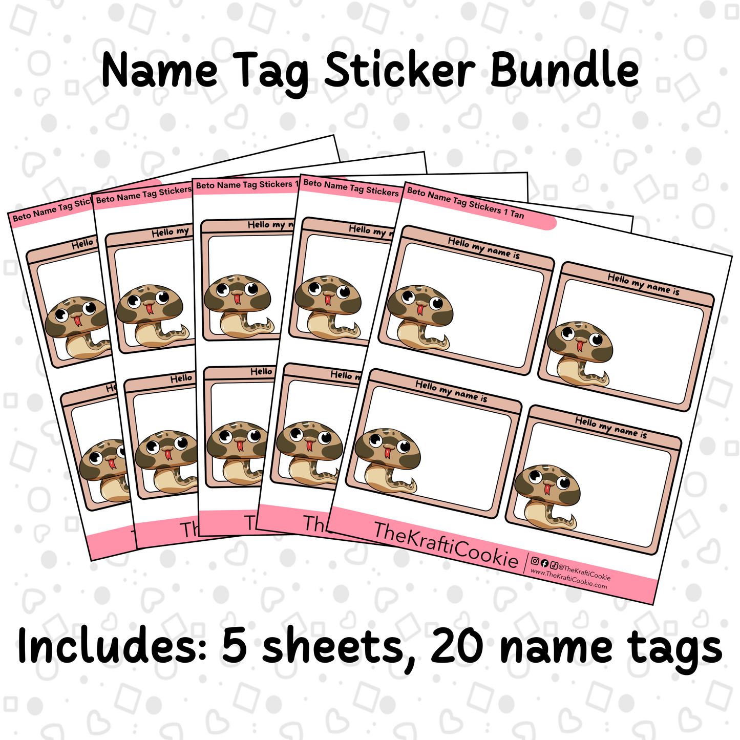 Kawaii Boa Name Tag Sticker Bundle