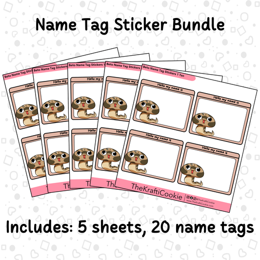 Kawaii Boa Name Tag Sticker Bundle