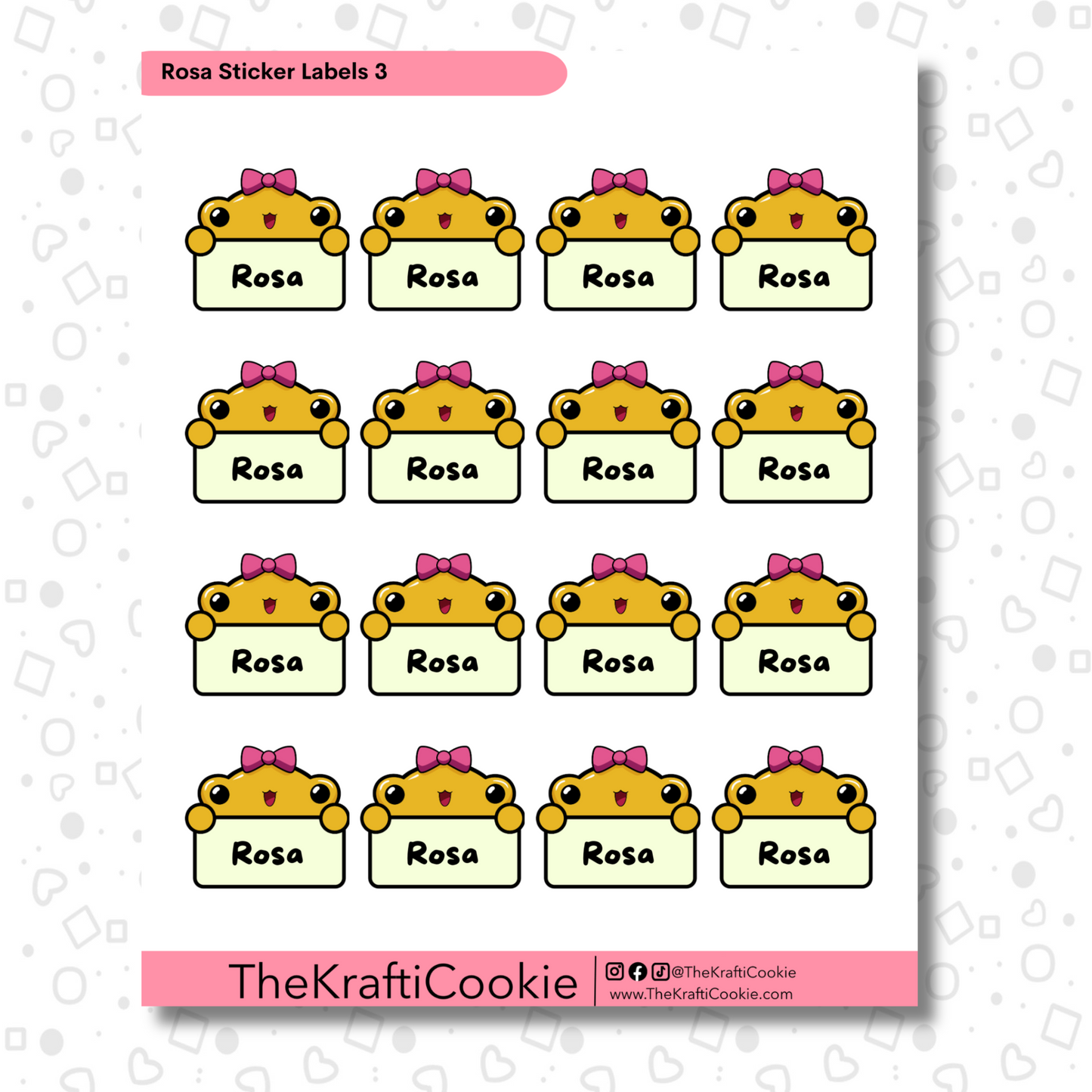 Kawaii Girl Coquí Frog Kid Name Sticker Labels 2