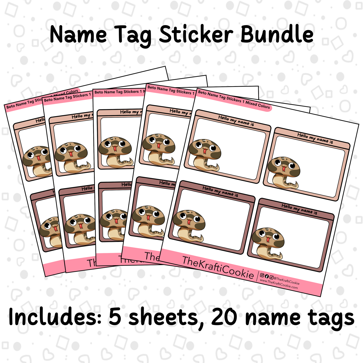 Kawaii Boa Name Tag Sticker Bundle